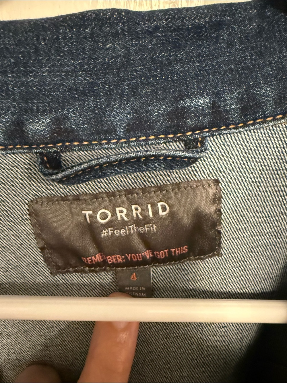 torrid Dark Blue Denim Jacket with Contrast Stitching - Picture 2 of 7
